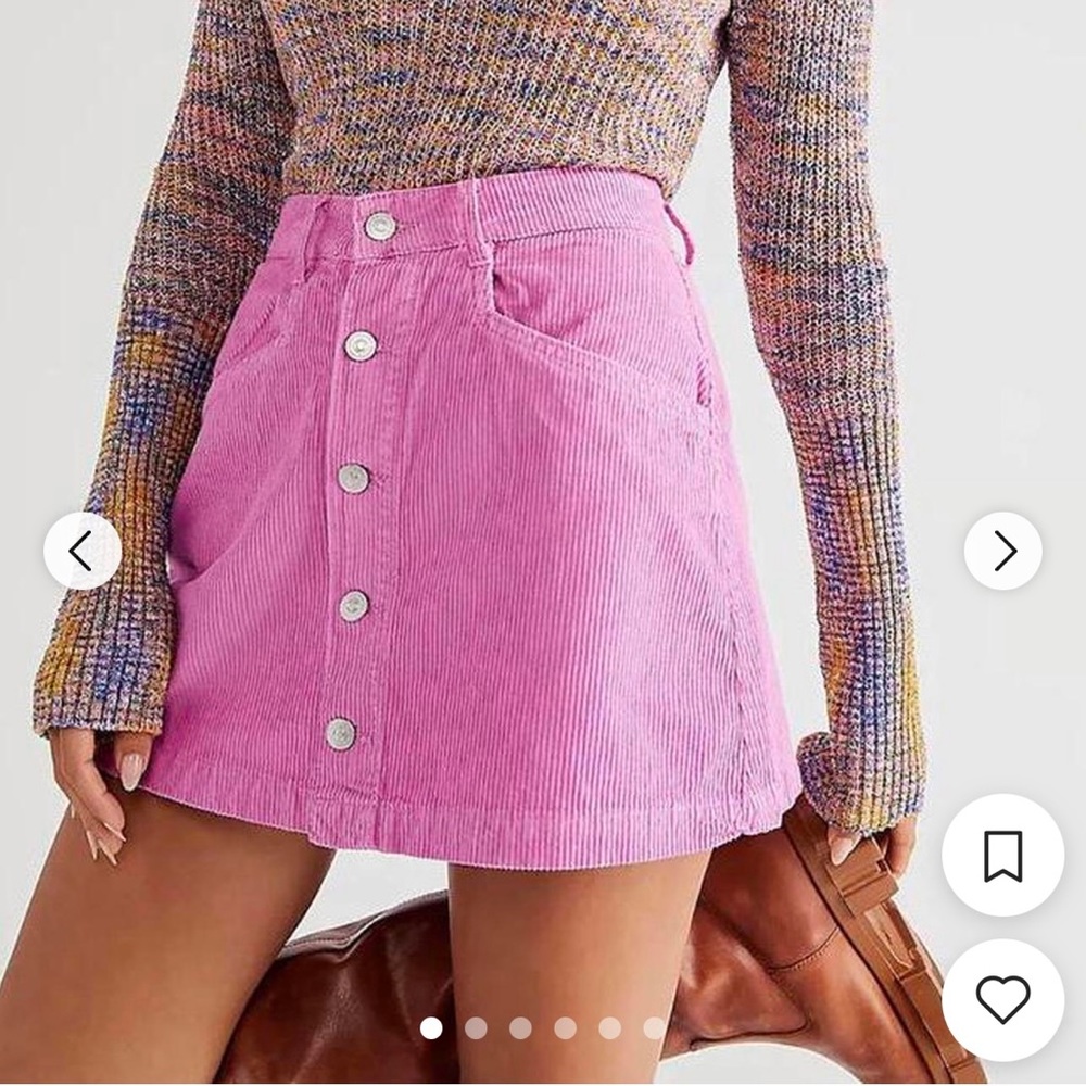 Free People Pink Ray Corduroy Mini Skirt | FP Hot Pink Skirt | NWOT